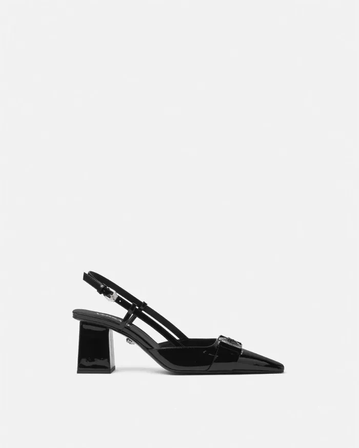 Versace Pumps and Slingbacks Medusa Buckle Patent Slingback Pumps 70 Mm Blacksilver 8211 Women
