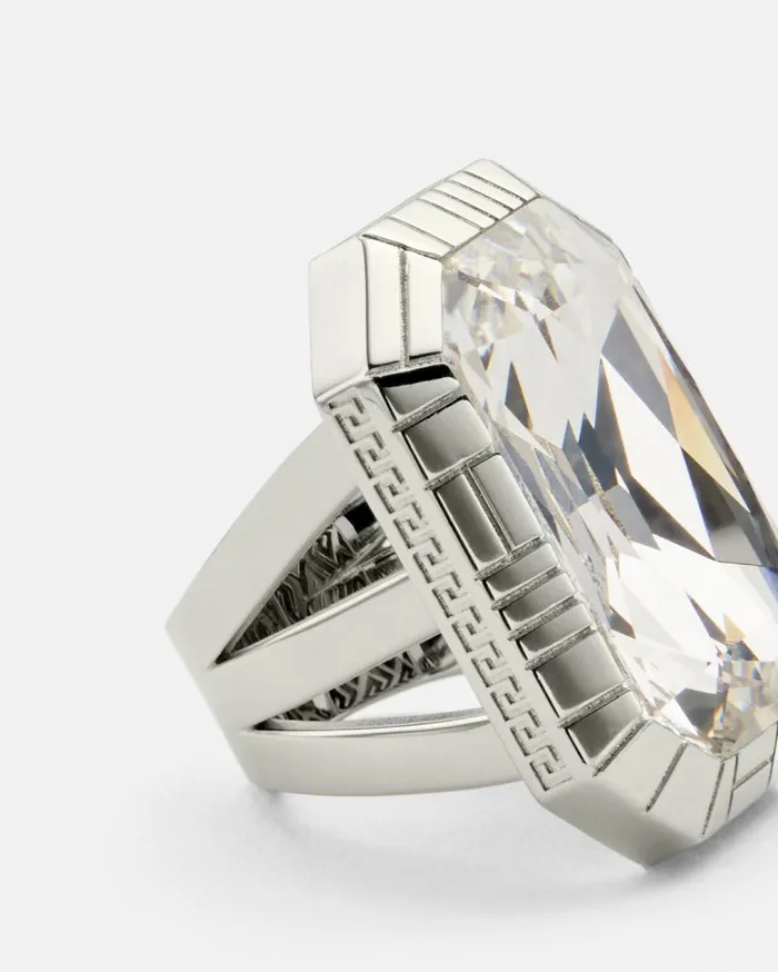 Versace Rings Crystal Greca Quilting Ring Silver 8211 Women Versace Rings Crystal Greca Quilting Ring Silver 8211 Women