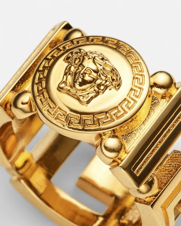 Versace Rings Medusa Greca Ring Light Gold 8211 WomenMen Versace Rings Medusa Greca Ring Light Gold 8211 WomenMen