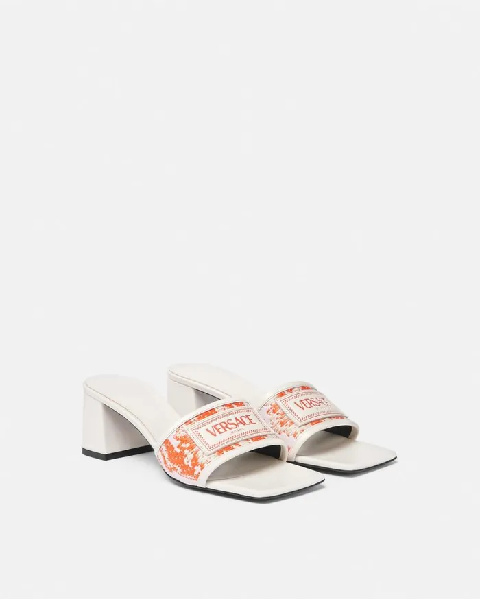 Versace Sandals Theia Barocco Raffia Mules 55 Mm Coral 8211 Women Versace Sandals Theia Barocco Raffia Mules 55 Mm Coral 8211 Women