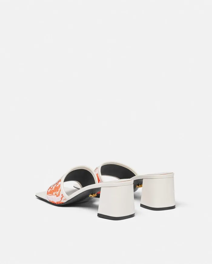 Versace Sandals Theia Barocco Raffia Mules 55 Mm Coral 8211 Women Versace Sandals Theia Barocco Raffia Mules 55 Mm Coral 8211 Women