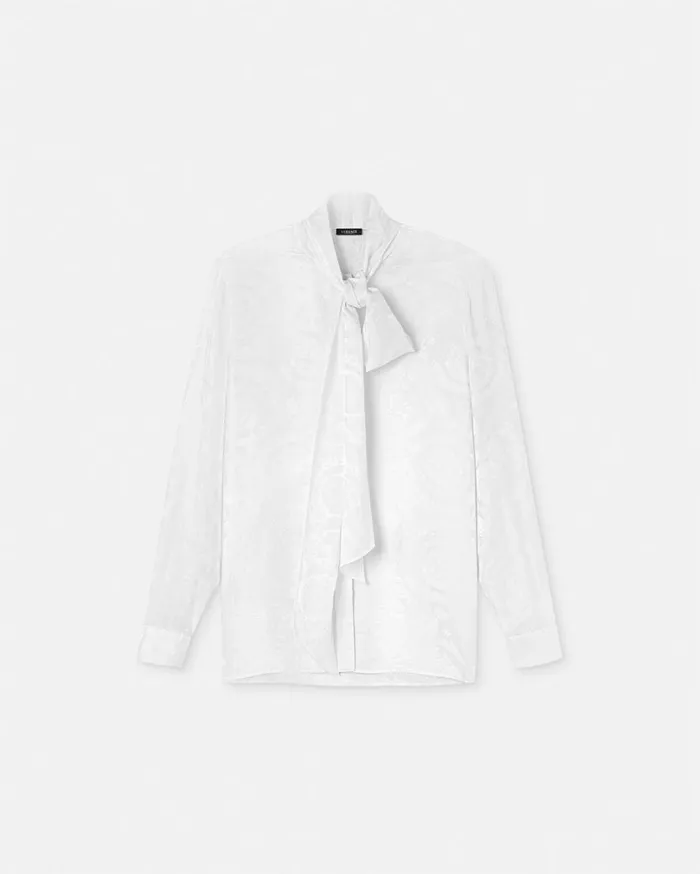 Versace Shirts and Tops Barocco Silk Lavallire Shirt White 8211 Women