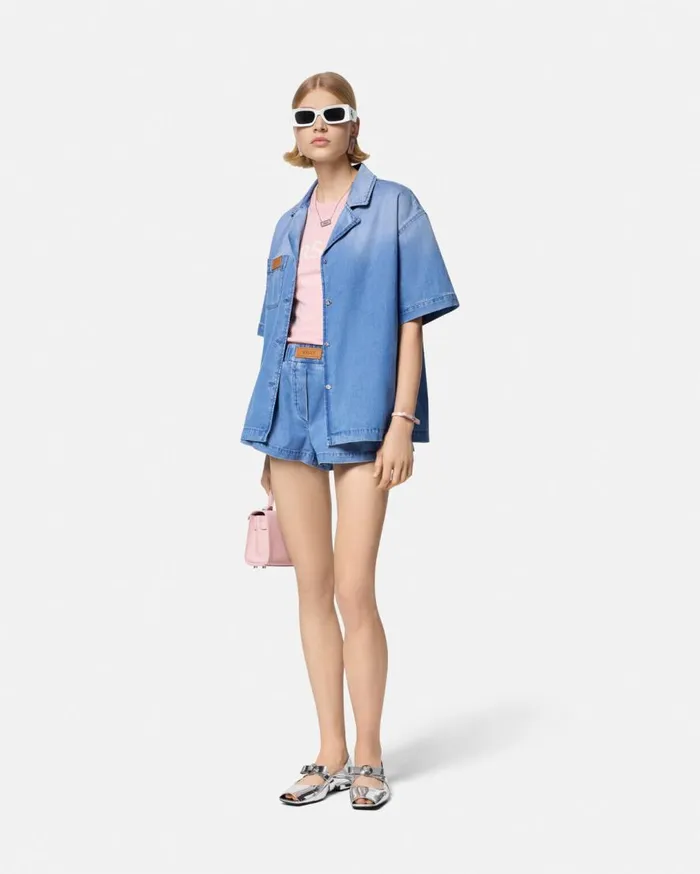 Versace Shirts and Tops Denim Boxy Shirt Blue 8211 Women Versace Shirts and Tops Denim Boxy Shirt Blue 8211 Women