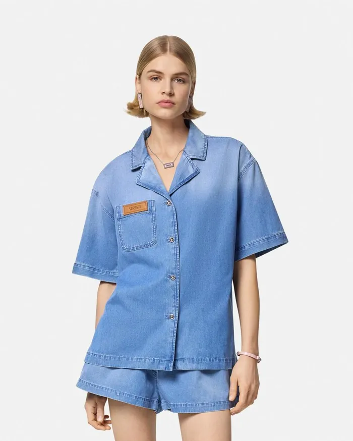 Versace Shirts and Tops Denim Boxy Shirt Blue 8211 Women Versace Shirts and Tops Denim Boxy Shirt Blue 8211 Women