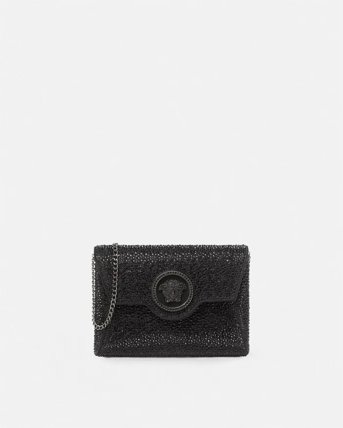 Versace Shoulder and Crossbody Crystal La Medusa Envelope Clutch Black 8211 Women