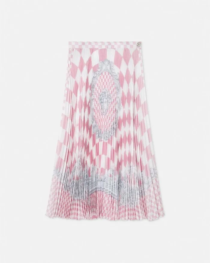 Versace Skirts Medusa Contrasto Pleated Midi Skirt Pinkprint 8211 Women