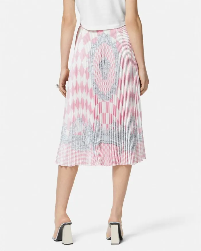 Versace Skirts Medusa Contrasto Pleated Midi Skirt Pinkprint 8211 Women Versace Skirts Medusa Contrasto Pleated Midi Skirt Pinkprint 8211 Women