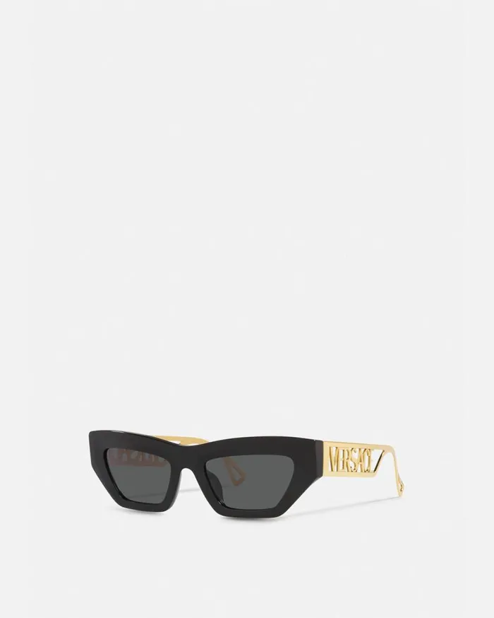 Versace Sunglasses 90s Vintage Logo CatEye Sunglasses Blackgold 8211 Women