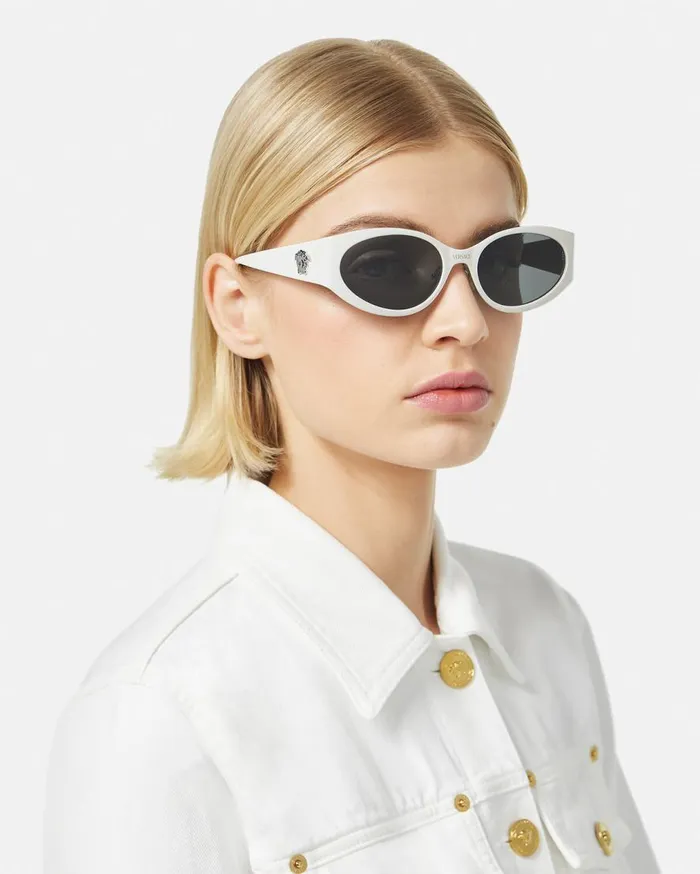 Versace Sunglasses La Medusa Oval Sunglasses White 8211 Women Versace Sunglasses La Medusa Oval Sunglasses White 8211 Women