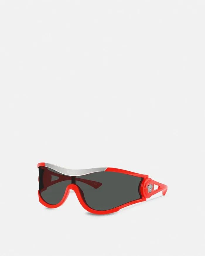 Versace Sunglasses Medusa Medallion Shield Sunglasses Red 8211 WomenMen