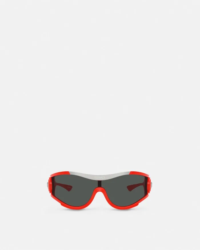Versace Sunglasses Medusa Medallion Shield Sunglasses Red 8211 WomenMen Versace Sunglasses Medusa Medallion Shield Sunglasses Red 8211 WomenMen