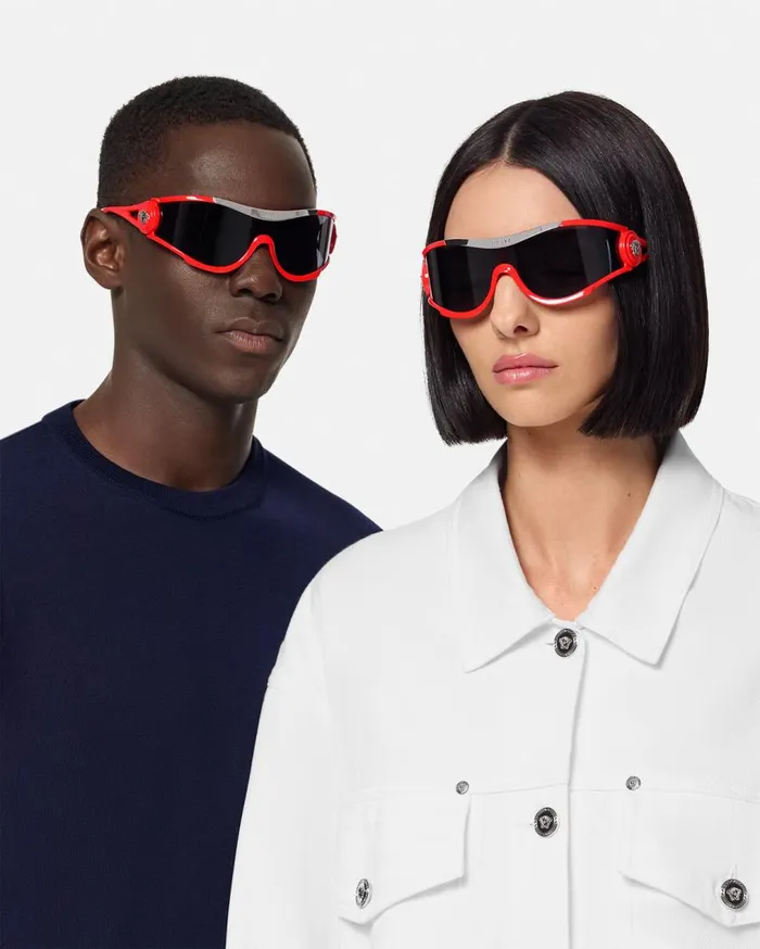 Versace Sunglasses Medusa Medallion Shield Sunglasses Red 8211 WomenMen Versace Sunglasses Medusa Medallion Shield Sunglasses Red 8211 WomenMen