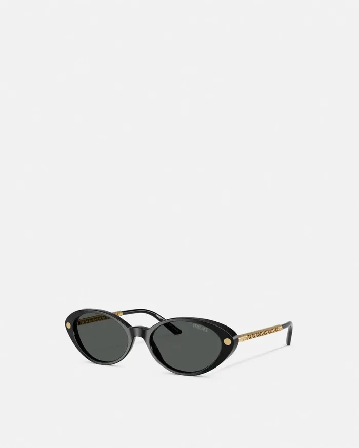 Versace Sunglasses Tubular Greca Oval Sunglasses Black 8211 Women