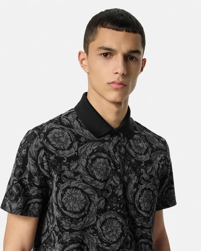 Versace TShirts and Polos Barocco Polo Shirt Gray 8211 Men Versace TShirts and Polos Barocco Polo Shirt Gray 8211 Men