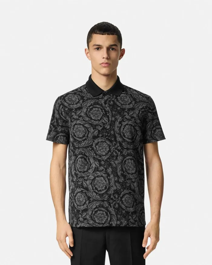 Versace TShirts and Polos Barocco Polo Shirt Gray 8211 Men Versace TShirts and Polos Barocco Polo Shirt Gray 8211 Men