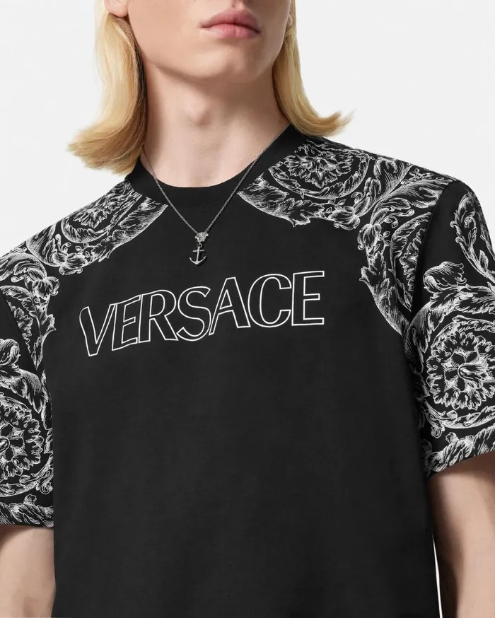 Versace TShirts and Polos Barocco Stencil TShirt Black 8211 Men Versace TShirts and Polos Barocco Stencil TShirt Black 8211 Men
