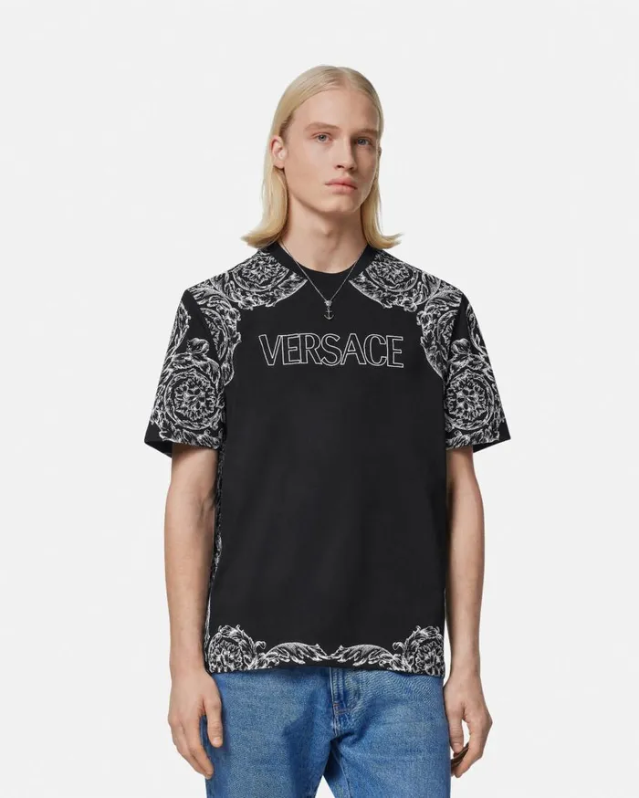 Versace TShirts and Polos Barocco Stencil TShirt Black 8211 Men Versace TShirts and Polos Barocco Stencil TShirt Black 8211 Men