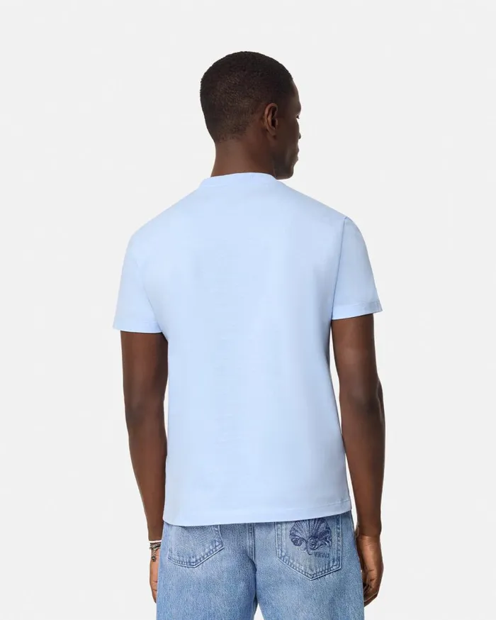 Versace TShirts and Polos Embroidered Logo TShirt Light Blue 8211 Men Versace TShirts and Polos Embroidered Logo TShirt Light Blue 8211 Men
