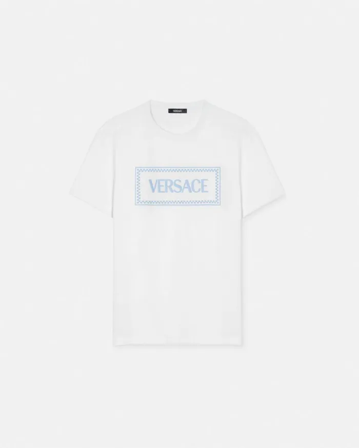 Versace TShirts and Polos Embroidered Logo TShirt White 8211 Men