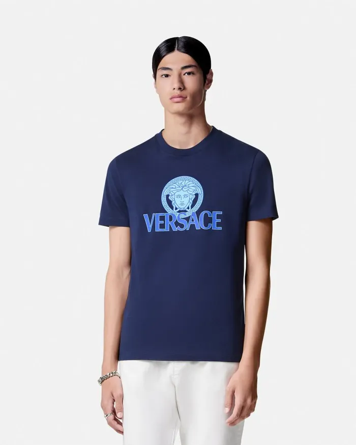 Versace TShirts and Polos Medusa Logo TShirt Blue 8211 Men