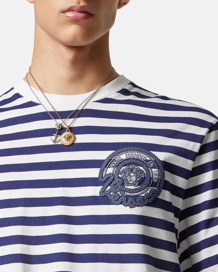 Versace TShirts and Polos Nautical Stripe TShirt Blue 8211 Men Versace TShirts and Polos Nautical Stripe TShirt Blue 8211 Men