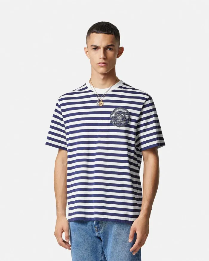 Versace TShirts and Polos Nautical Stripe TShirt Blue 8211 Men Versace TShirts and Polos Nautical Stripe TShirt Blue 8211 Men