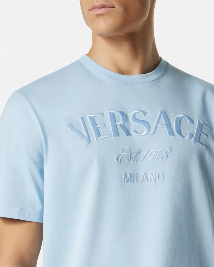 Versace TShirts and Polos Versace Milano Stamp TShirt Light Blue 8211 Men Versace TShirts and Polos Versace Milano Stamp TShirt Light Blue 8211 Men