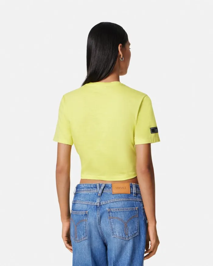 Versace TShirts and Sweatshirts 1978 ReEdition Logo Crop TShirt Yellow 8211 Women Versace TShirts and Sweatshirts 1978 ReEdition Logo Crop TShirt Yellow 8211 Women
