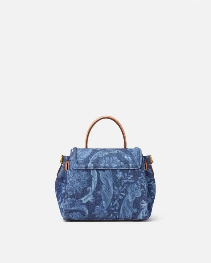 Versace Top Handle Barocco Denim La Medusa Small Handbag Blue 8211 Women Versace Top Handle Barocco Denim La Medusa Small Handbag Blue 8211 Women