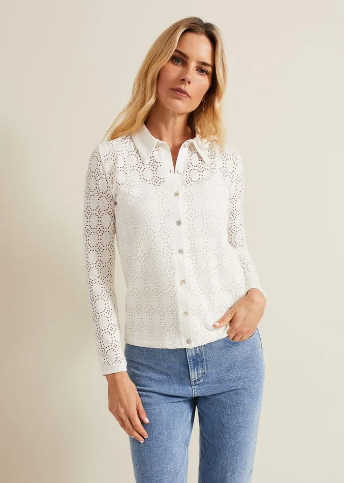 Vida Textured Shirt Ivory Women Phase Eight Tops and TShirts