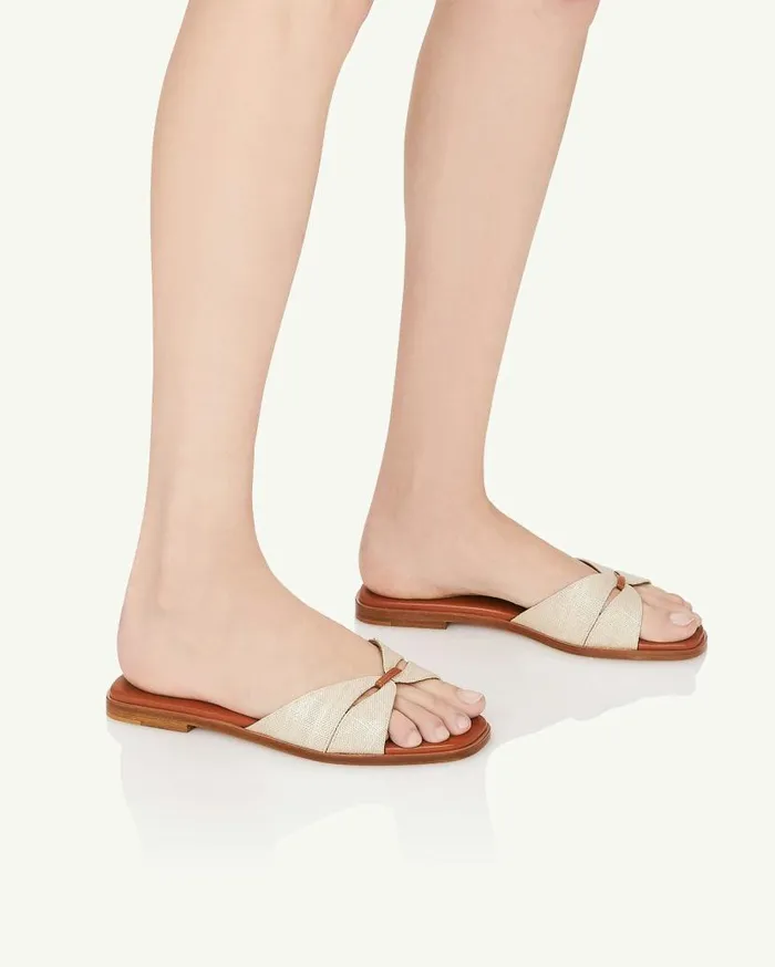 Villette Sandal Flat Brown Women Aquazzura Slides and Mules