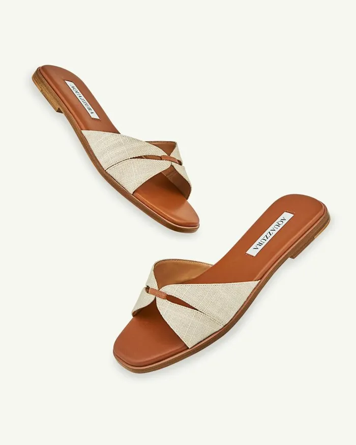 Villette Sandal Flat Brown Women Aquazzura Slides and Mules Villette Sandal Flat Brown Women Aquazzura Slides and Mules