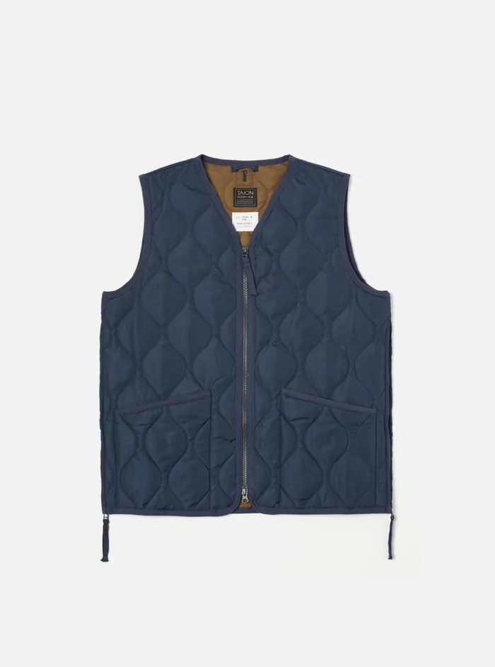 Waistcoats and Gilets Men Universal Works Taion Military VNeck Down Vest In Dark Navy Ripstop Waistcoats and Gilets Men Universal Works Taion Military VNeck Down Vest In Dark Navy Ripstop