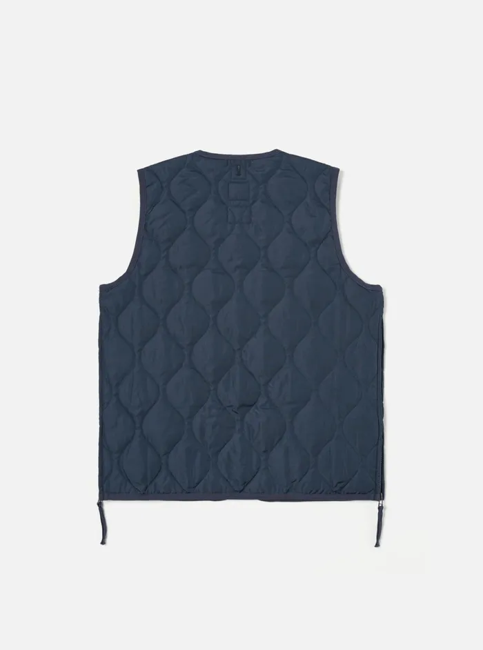 Waistcoats and Gilets Men Universal Works Taion Military VNeck Down Vest In Dark Navy Ripstop