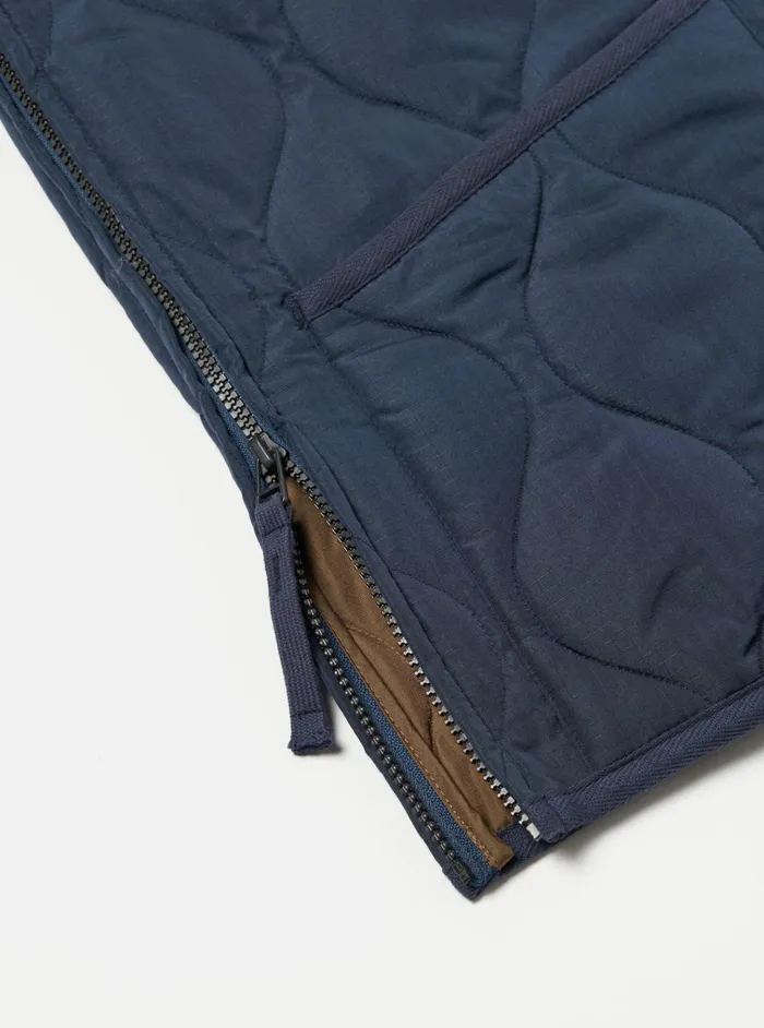 Waistcoats and Gilets Men Universal Works Taion Military VNeck Down Vest In Dark Navy Ripstop