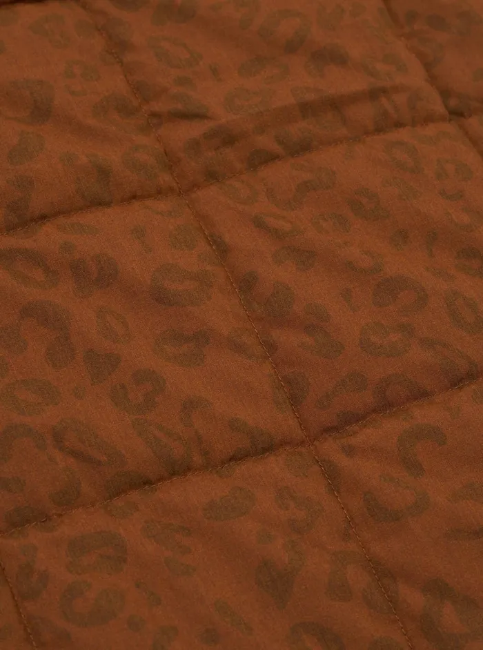 Waistcoats and Gilets Men Universal Works Universal Works Carlton Gilet In Orange Leopard Recycled Polytech