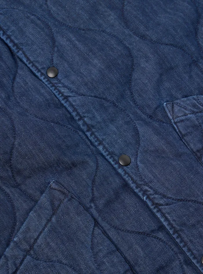 Waistcoats and Gilets Men Universal Works Universal Works Weekend Gilet In Indigo Quilt Denim