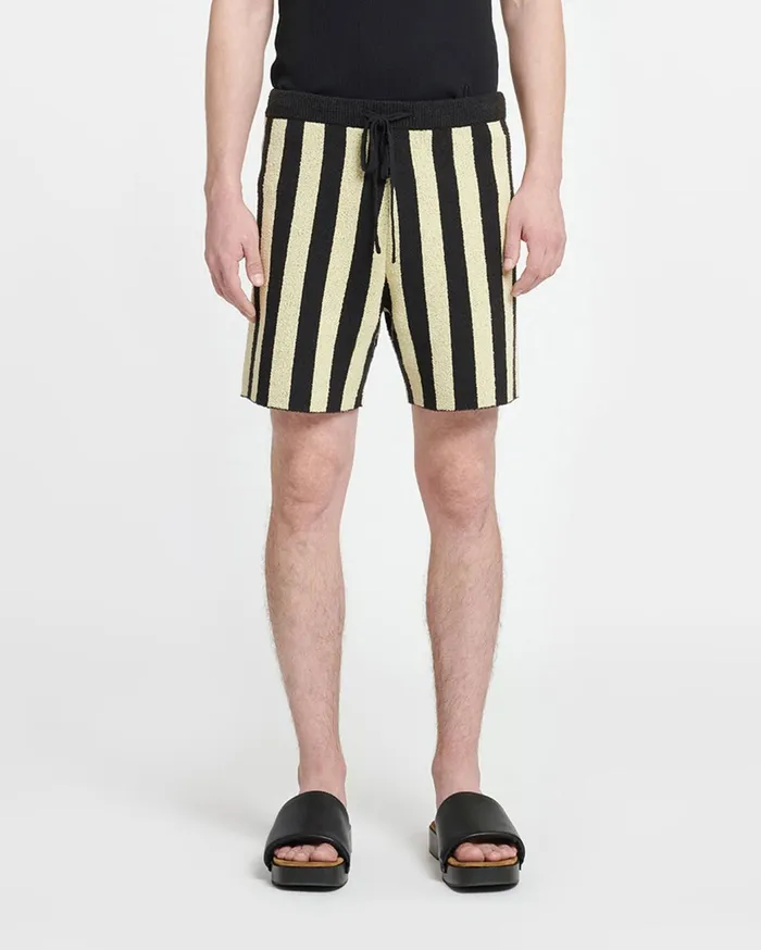Walter Striped TerryKnit Shorts Pale YellowBlack Men Nanushka Shorts
