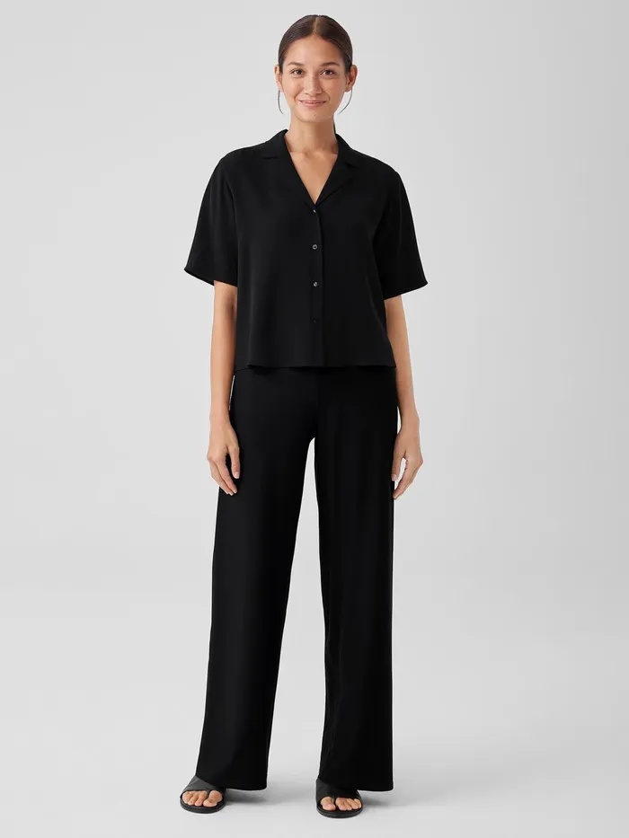 Washable Stretch Crepe HighWaisted Wide Pant Black Women Eileen Fisher Pants Shorts and Jumpsuits Washable Stretch Crepe HighWaisted Wide Pant Black Women Eileen Fisher Pants Shorts and Jumpsuits