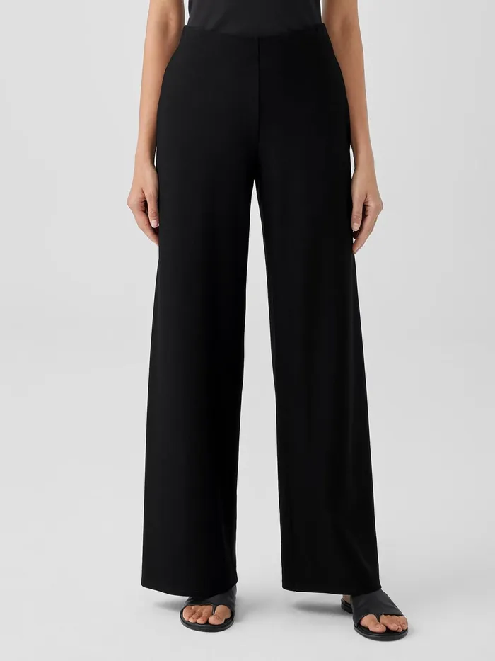 Washable Stretch Crepe HighWaisted Wide Pant Black Women Eileen Fisher Pants Shorts and Jumpsuits