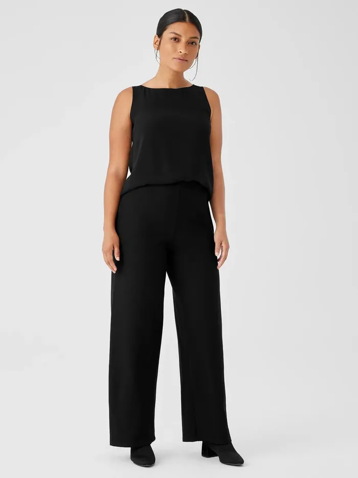 Washable Stretch Crepe HighWaisted Wide Pant Black Women Eileen Fisher Pants Shorts and Jumpsuits
