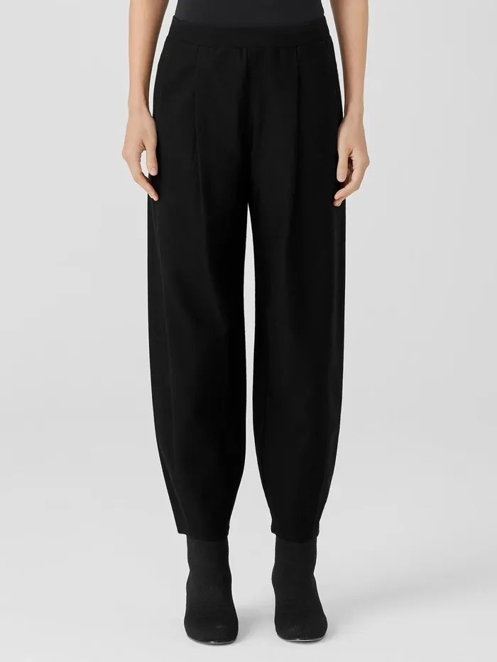 Washable Stretch Crepe Pleated Lantern Pant Black Women Eileen Fisher Pants Shorts and Jumpsuits
