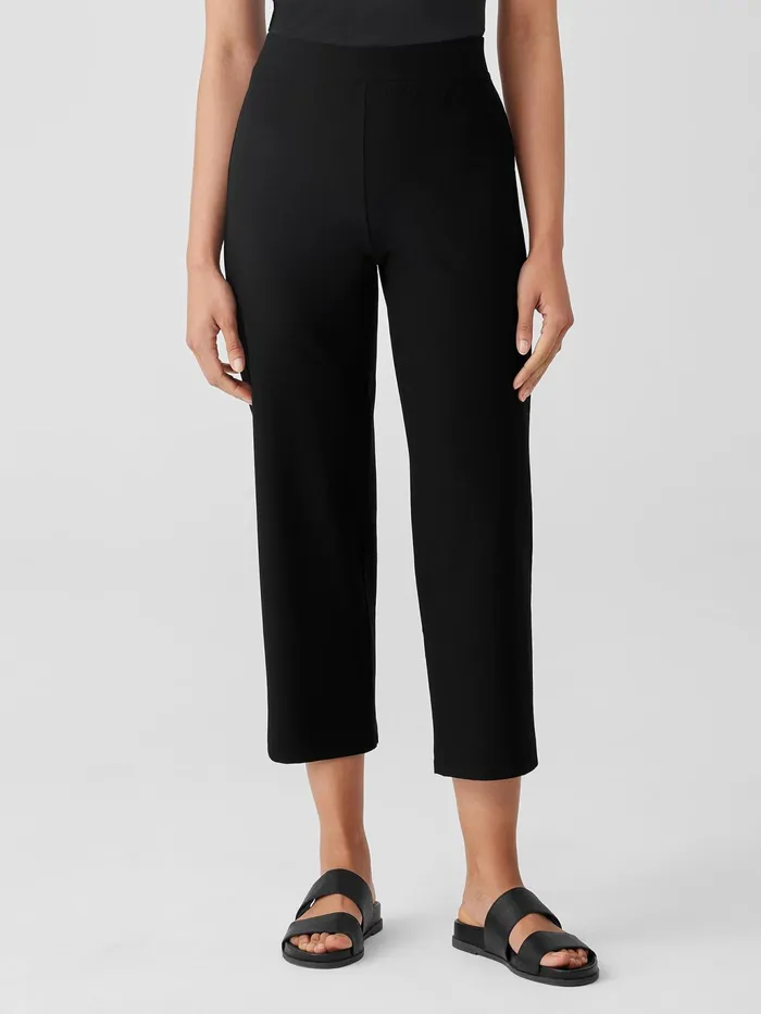 Washable Stretch Crepe Straight Pant With Yoke Black Women Eileen Fisher Pants Shorts and Jumpsuits