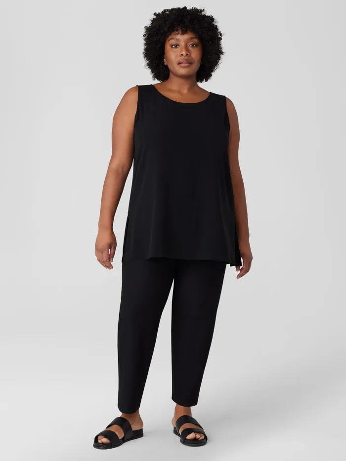 Washable Stretch Crepe Straight Pant With Yoke Black Women Eileen Fisher Pants Shorts and Jumpsuits
