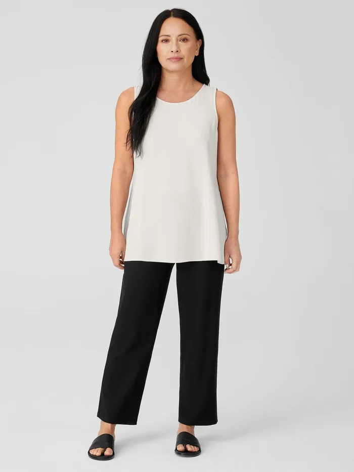Washable Stretch Crepe Straight Pant With Yoke Black Women Eileen Fisher Pants Shorts and Jumpsuits