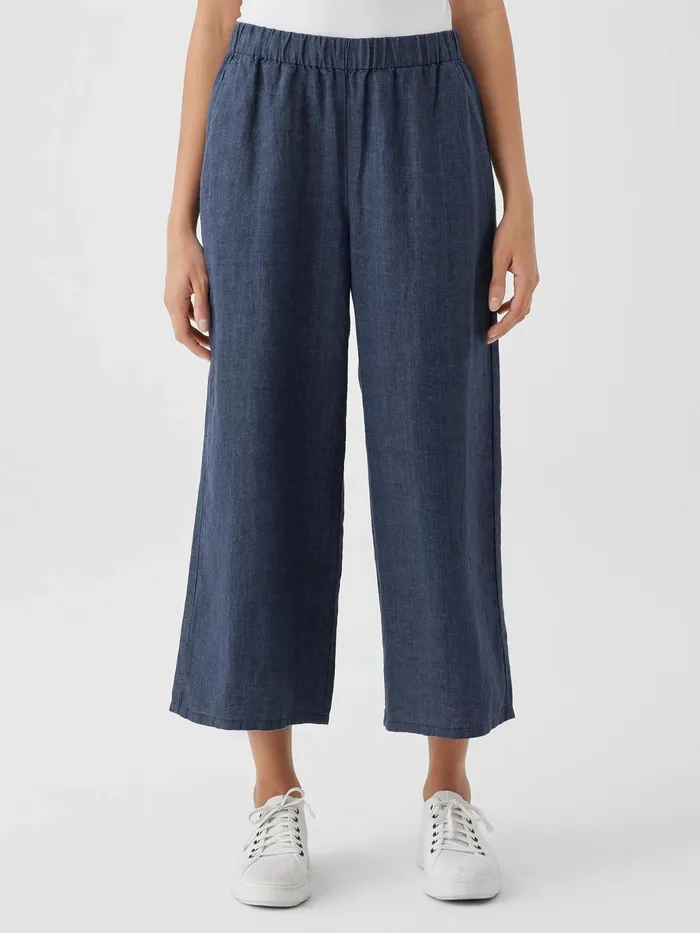 Washed Organic Linen Dlav WideLegPant Dusk Women Eileen Fisher Pants Shorts and Jumpsuits
