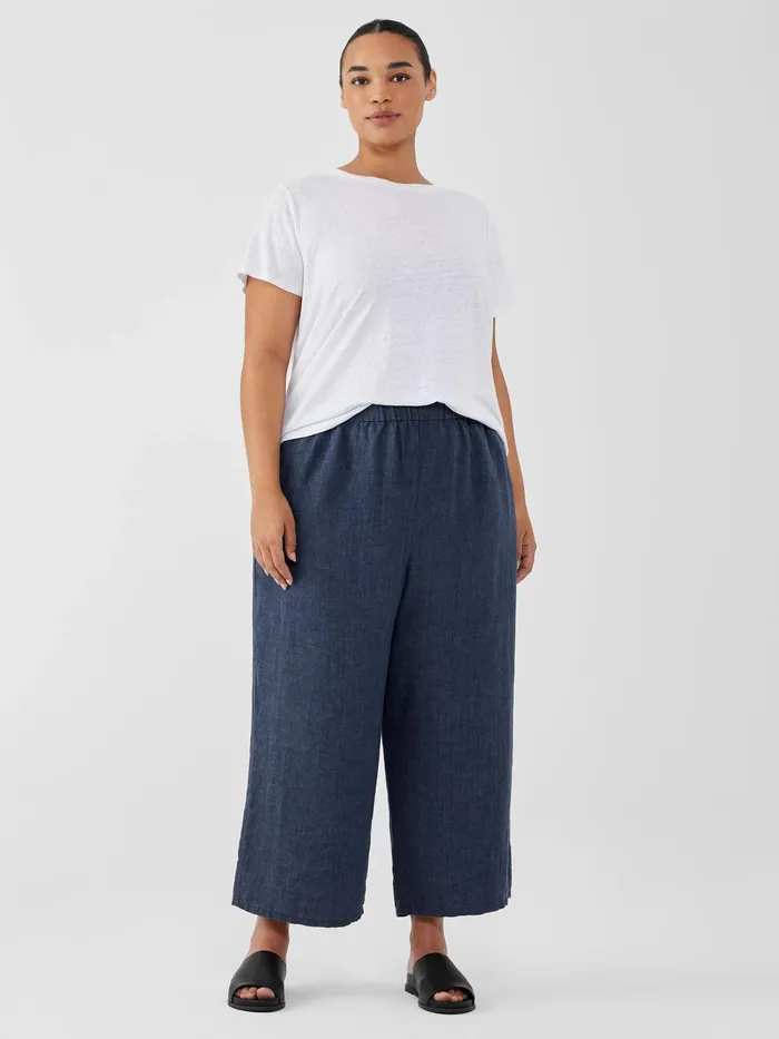 Washed Organic Linen Dlav WideLegPant Dusk Women Eileen Fisher Pants Shorts and Jumpsuits