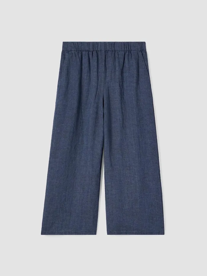 Washed Organic Linen Dlav WideLegPant Dusk Women Eileen Fisher Pants Shorts and Jumpsuits
