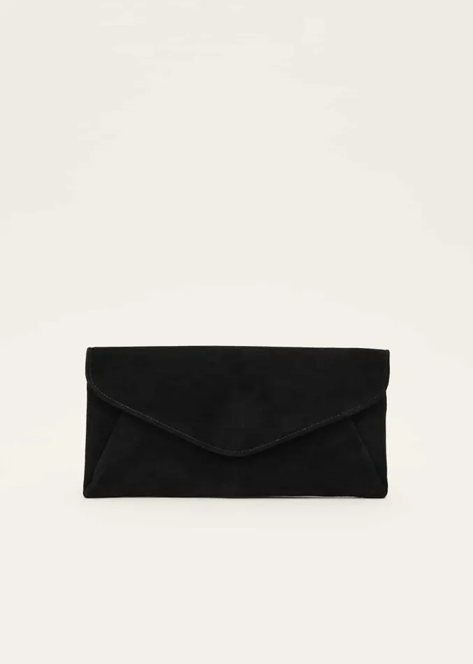 Wendie Suede Envelope Clutch Bag Black Women Phase Eight Bags and Clutches