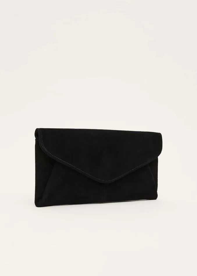 Wendie Suede Envelope Clutch Bag Black Women Phase Eight Bags and Clutches